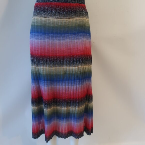 Womens Zara Limited Edition Multicolor Striped Metallic Midi Skirt XS - Picture 5 of 12